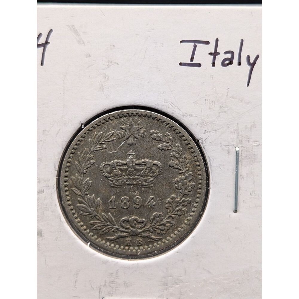 Italy 20 Centesimi 1894 Crown Design Coin Estate Find Circulated